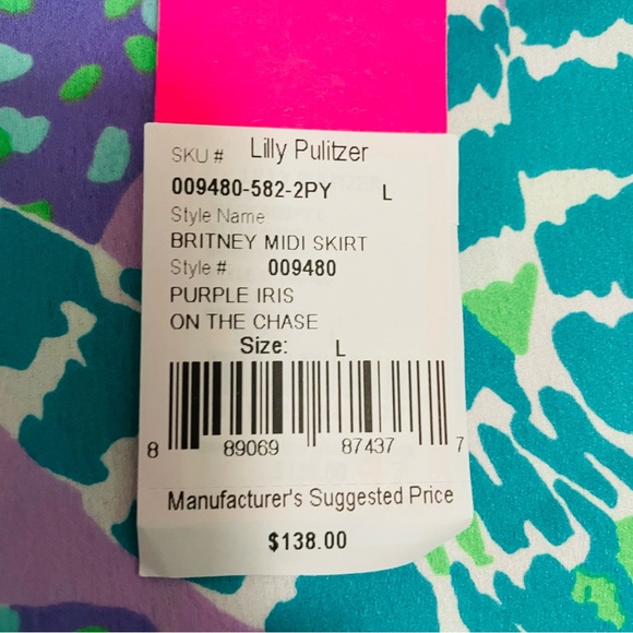 Lilly Pulitzer Britney Midi Skirt Purple Floral Faux Wrap Flowy Ruffled Hem - Picture 11 of 16